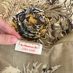 Vintage Lena G.I.H. Tiger Jungle Silk Scarf 34x43” Brown Photo 4