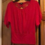 BCX Red Sparkly Lace Flutter Sleeve Shirt Small Photo 0