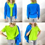 90s DRAPERS AND DAMONS Blue Green Matching Shirt Jacket Set Photo 9