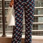 ZARA  Blue Red White High Waist Dress Pants w/ Pockets - Small Photo 1