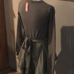 NWT Beautiful olive tunic hi low blouse ties QEW Green Size XS Photo 6