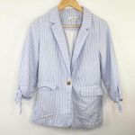 LOGG Blue White‎ Striped One Button Tie Sleeve Blazer Jacket Women's Size 2 Photo 0