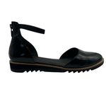Eileen Fisher Flats Size 8 Emmet Black Patent Leather Ankle Strap Back Zip Shoes Photo 4