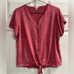 Weatherproof  Vintage Red V Neck Red Button Down Tie Front Blouse - Large - VGUC Photo 0