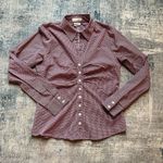 Van Heusen Stretch Berry and White Pin Check Pattern Long Sleeve Button Down S Photo 4