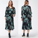 Chico's NWT Crepe Pleated Floral Midi Dress SZ-16 Photo 1