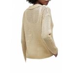 Madewell Open-Stitch Polo Cardigan Sweater Tan Neutral Beachy Coastal NWT Large Photo 6