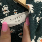 Elodie  Dark Green and Floral Long Sleeve Blouse Size Extra Small XS Photo 5