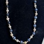Source Unknown Vintage Engraved & Filigree Silver Tone With Blue Beads Choker Necklace Photo 0