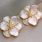 Boutique Elegant Gold and White Floral Earrings Photo 0