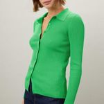 Lauren Ralph Lauren Green Collared Polo Ribbed Knit Cardigan Sweater Size M Size M Photo 1