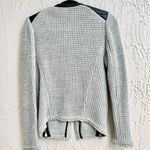 IRO Long Sleeve Ceylona Knit Leather Trim Zip Up Jacket Gray Women's FR 38 /US 6 Photo 2