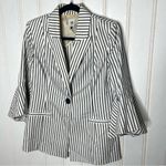 CAbi | 5295 Ole Ticking Stripe Bell Jacket Blazer Navy White size 4 Photo 7