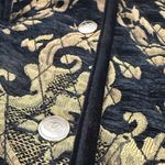 Chico's  1 Quilted Chenille Jacket Women 8/10 Black Gold Brocade Mob Wife‎ Photo 1