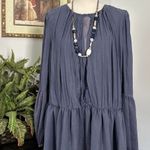 Free People Balloon Long Sleeve Top Women M Tiered Pleated Open Cutout Blue Photo 0