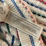 Hollister  Womens Sweater Cropped Crochet Open Knit Striped Colorful White S Photo 3