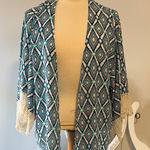 Peach Love California Multicolor Geometric Cape with Fringe Photo 0