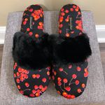 Victoria's Secret Black & Red Cherry Satin Slipper Photo 6