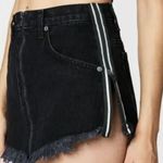 Carmar Skirt Womens 26 Black Denim High Rise Frayed Hem Side Stripe Zip Mini Size 2 Photo 1