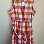J.Crew NWT Coral Lilac Gingham Checkered Tiered V-Neck Pocketed Dress 14 Photo 2