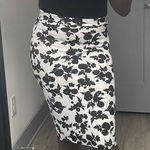 Black And White Floral Midi Skirt Photo 0
