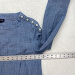 J.Crew Top Womens 0 Funnel Neck in Blue Chambray Cotton Raw Hem back Photo 1