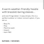 Madewell NWT Short Sleeve Fringe Hoodie Pom Boxy Cut Popover Hoodie Photo 2