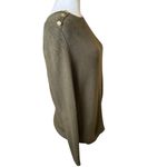 Talbots Petite XL Crewneck Sweater Pullover Olive Green Gold Buttons Fall Autumn Photo 2