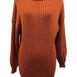 Women’s Anrabess Size Small Dark Pumpkin Turtleneck Sweater Dress Brown Photo 0