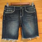 Mudd Mid Rise Dark Wash Denim Jean Bermuda Shorts Juniors 5 Photo 0
