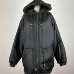 Charles Klein Hooded Reversible Faux Fur / Silk Coat Size 3X Black Photo 11