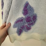 FRNCH Ulyssia White and Purple Floral Applique Sweater Size Large Photo 4