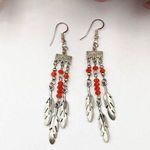 Handmade Beaded Feather Boho Earrings Photo 0