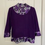 Dress Barn EUC  women’s purple gray‎ black layered knit collared dressy top large Photo 0