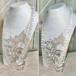 Vintage Graduated Crystal Glass Faceted Beaded Necklace White Photo 3