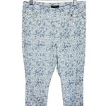 Mario Serrani Italy Blue White Floral High Rise Stretchy Pull On Capri Pants L Photo 0
