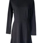 Loft  Chic Black sweater Dress with white Ruffle Trim Neckline Photo 0