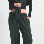 SKIMS Cotton Fleece Classic Straight Leg Pant in Spruce, Size X-Small Photo 0