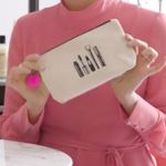 MAKEUP THEME COSMETIC BAG WITH POM POMS Tan Photo 3