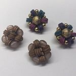 Lot Of 2 Vintage Clipon Costume Earrings Bead Cluster / Beaded 1 Signed Fredrick Photo 0