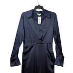 MILA MAE NWT Blue Long Sleeve Satin Shirtdress Dress L Size L Photo 3