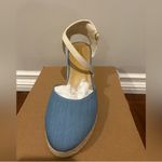 J.Crew Blue Tan Cream Knit Woven Espadrille Platform Wedge Sandals Heels Photo 7