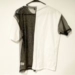 Akira  Size Medium Black White Pearl CARISSA SHORT SLEEVE MESH T-SHIRT Photo 5