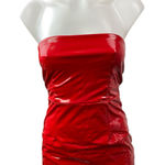 by the way. Red Faux Patent Leather Strapless Bandeau Mini Bodycon Tube Dress XS Photo 0