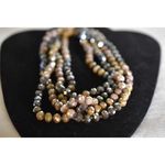 Unique Vintage Vintage Aurora Black/Blue/Rose Beaded 30 inch  Single Strand Necklace Photo 2