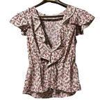 All in Favor All In Favor Floral V-Neck Ruffle Top Size Medium Photo 0