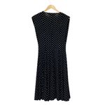 Norma Kamali  Black Polka Dot Midi Dress Size Large V-Neck Sleeveless Retro Chic Photo 2