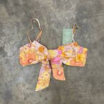 H&M Floral preppy linen tie front bow bralette top Photo 1