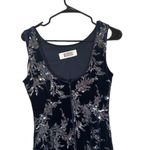 Eliza J  Navy Blue & Silver Sequin Floral Velvet Sleeveless Gown Women Sz 6 Photo 11