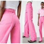 ZARA Pink Wide Leg HIgh Rise Denim Jeans Size 38 / US 6 NEW NWT Photo 4